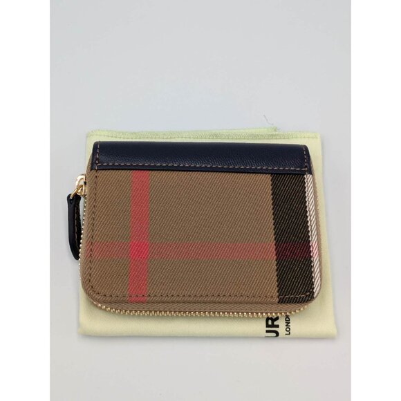 Burberry MN Zip Around Check Canvas Coin Wallet Dark Blue 8084525 - Picture 3 of 12